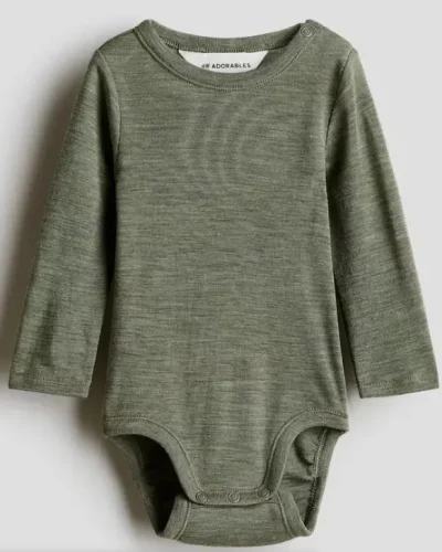 merino wool bodysuit toddler green