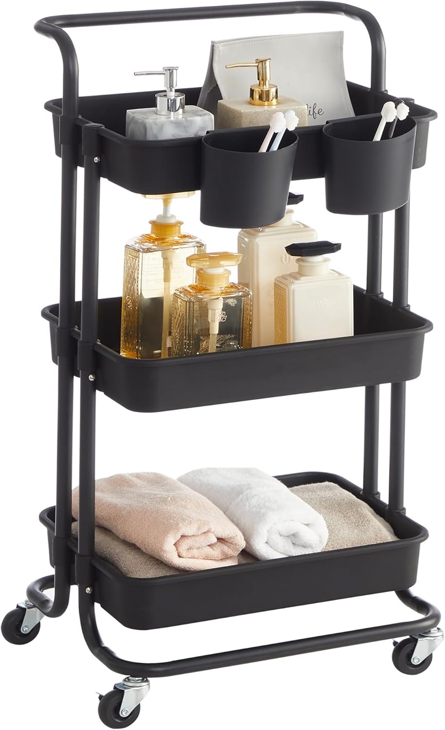 SONGMICS 3-tier rolling storage trolley with handle for breastfeeding essentials