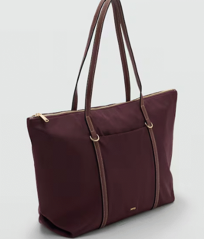 burgundy tote shopper bag