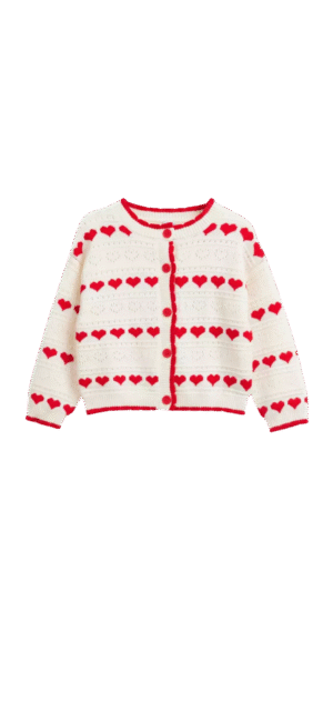 Mini Me Valentine’s Heart Print Cardigan