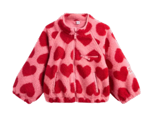 The Heart Print Borg Jacket