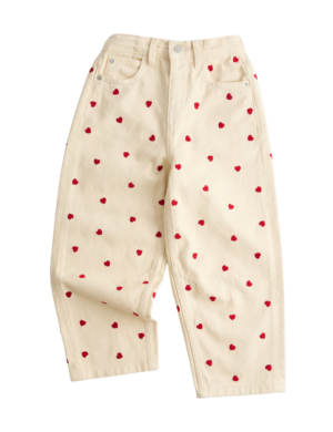 Denim Heart Embroidered Jeans